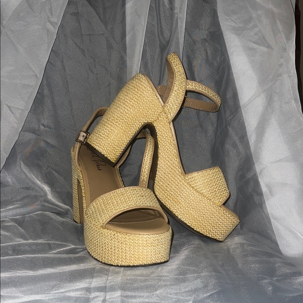 Wild Pair Beige Platform Woven Sandals